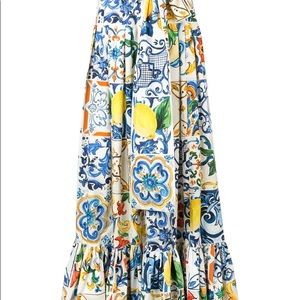 Dolce & Gabbana Majolica Maxi Skirt with Belt